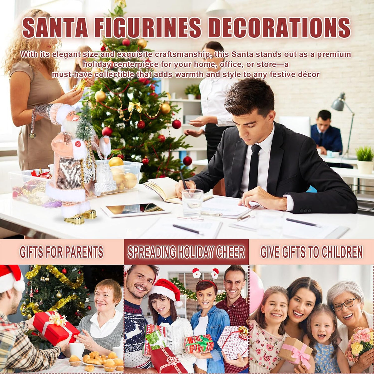 Gfilay Papá Noel de oro latte animado de 18 pulgadas con música y |...