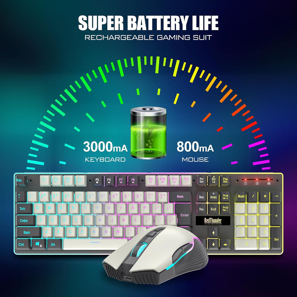 RedThunder K10 Pro Combo de teclado y mouse inalámbricos para juego...