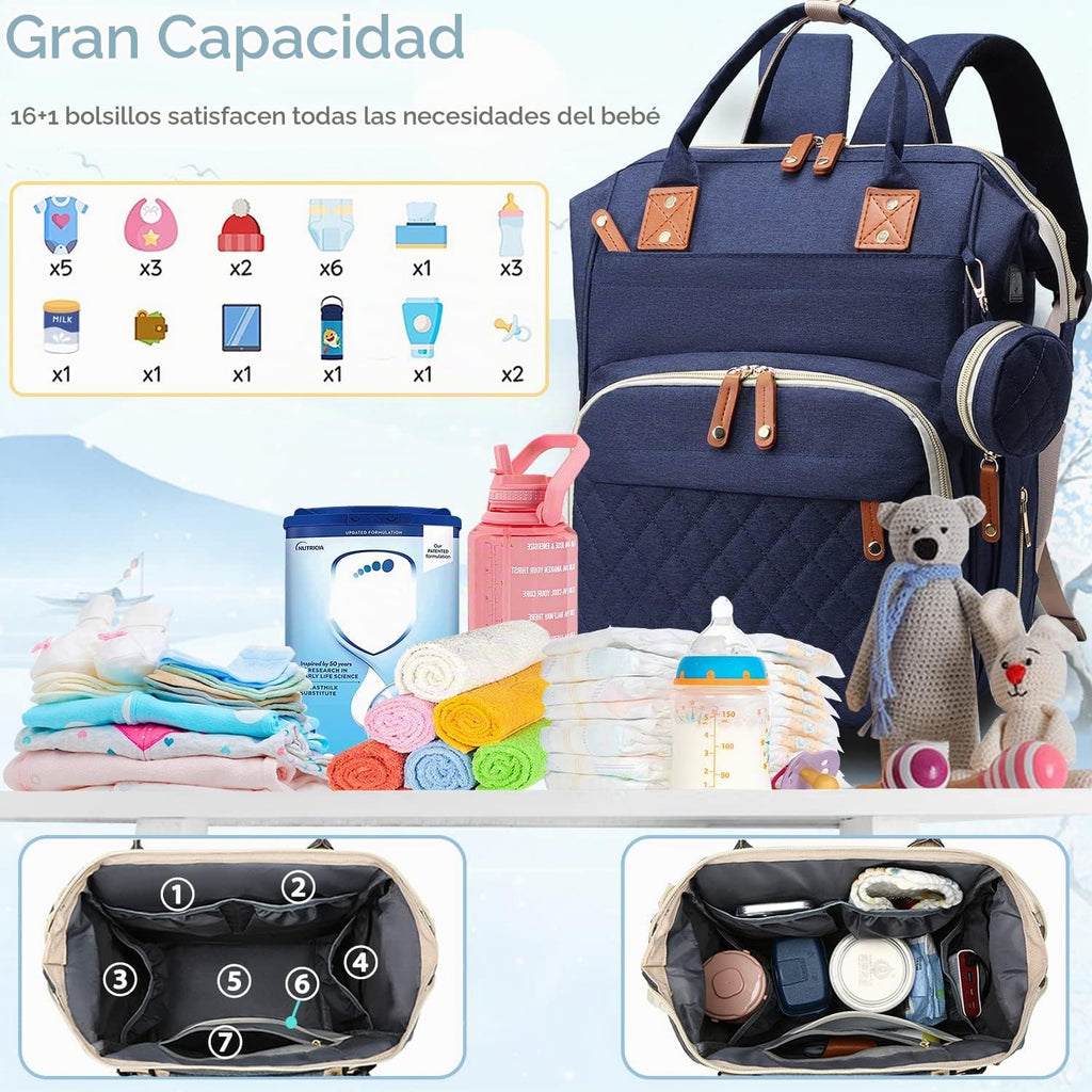 SHITIESHOU Bolsa de pañales mochila para bebé, bolsa de pañales par...