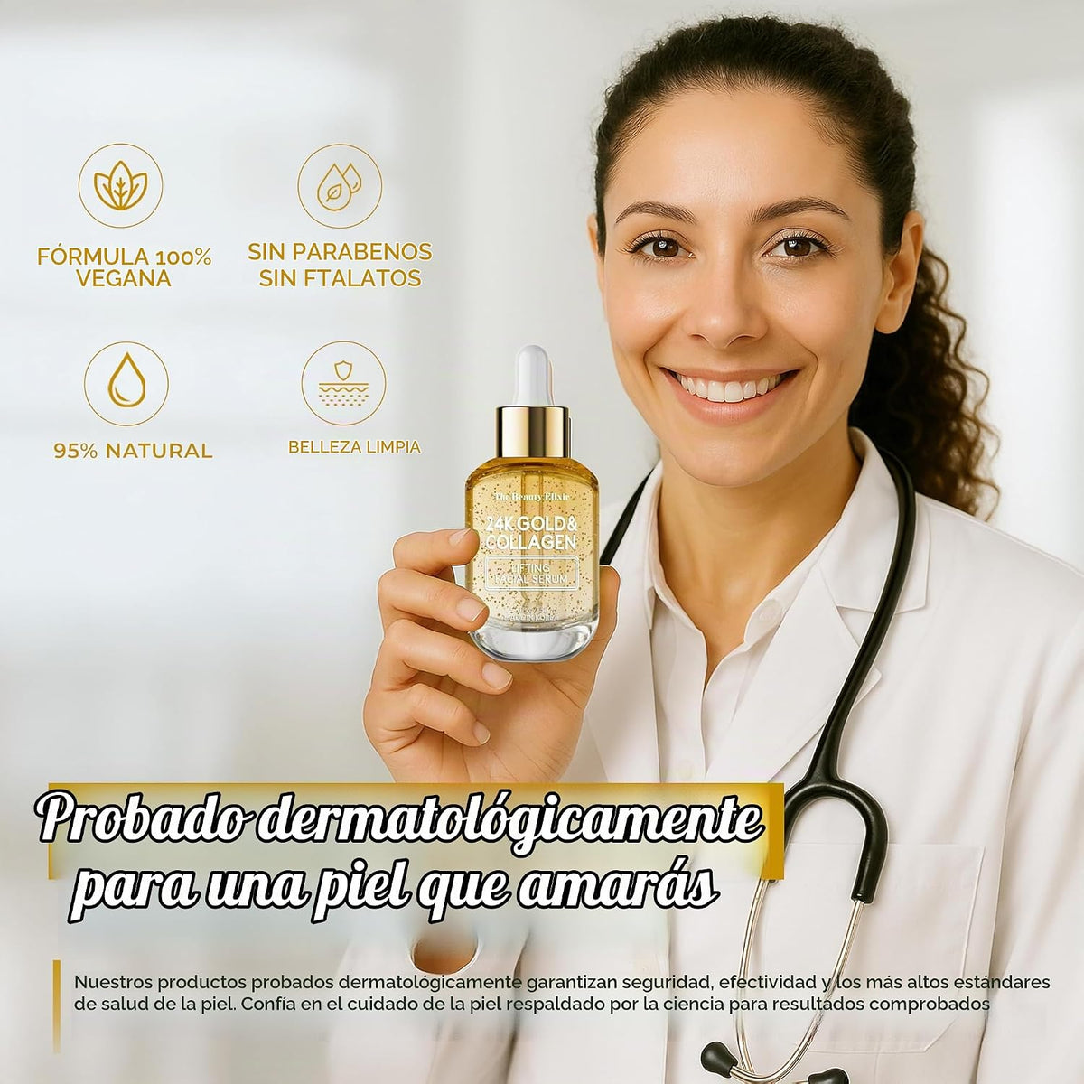 The Beauty Elixir - Suero de colágeno para cara con oro de 24 quila...