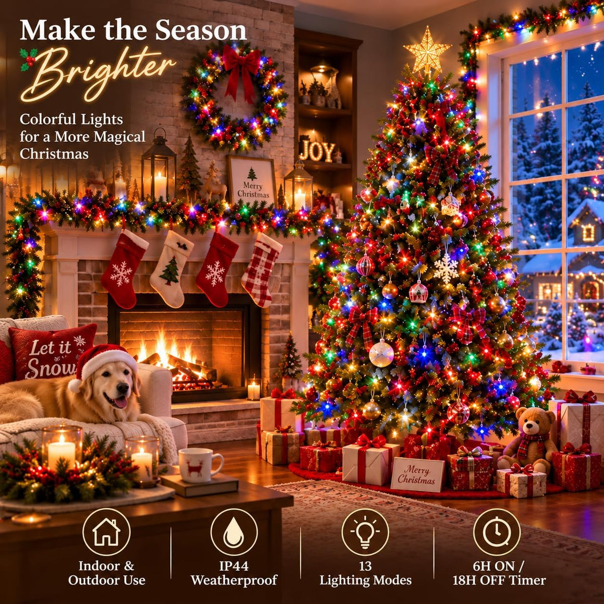 BHCLIGHT Tira de luces de Navidad extralargas de 165 pies de 500 lu...