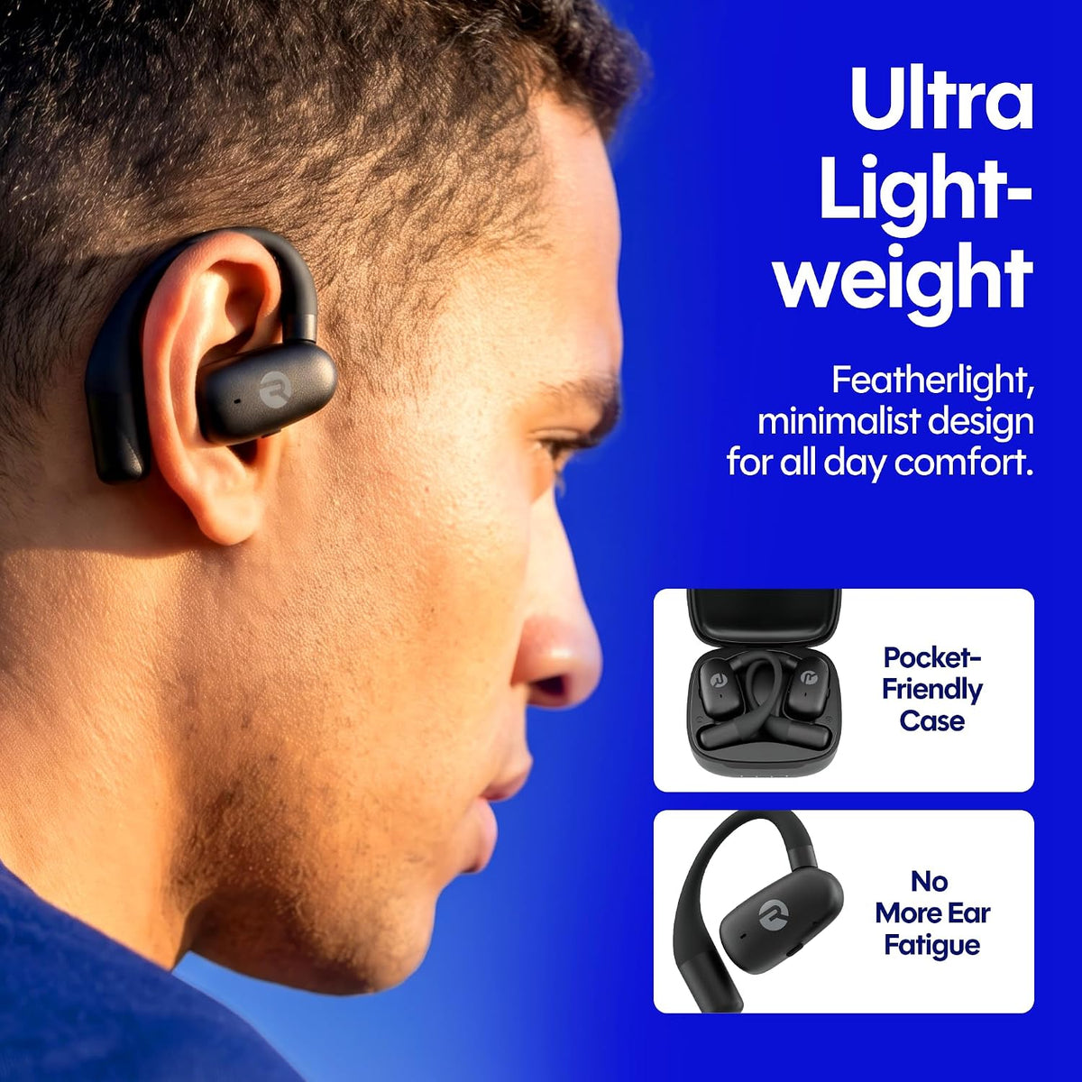 Raycon Everyday - Auriculares de oreja abierta, micrófono dual, 40H...