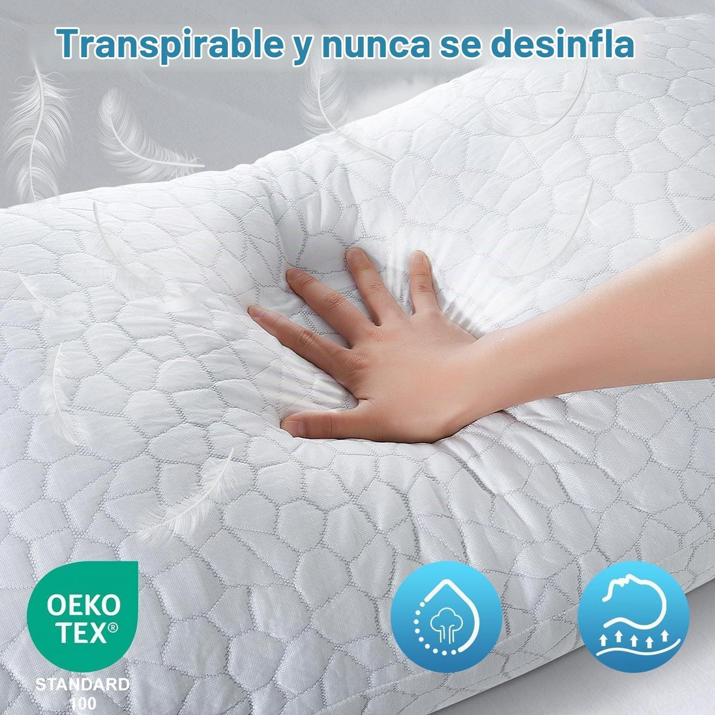 Paquete de 2 almohadas hipoalergénicas firmes y regulables de espum...