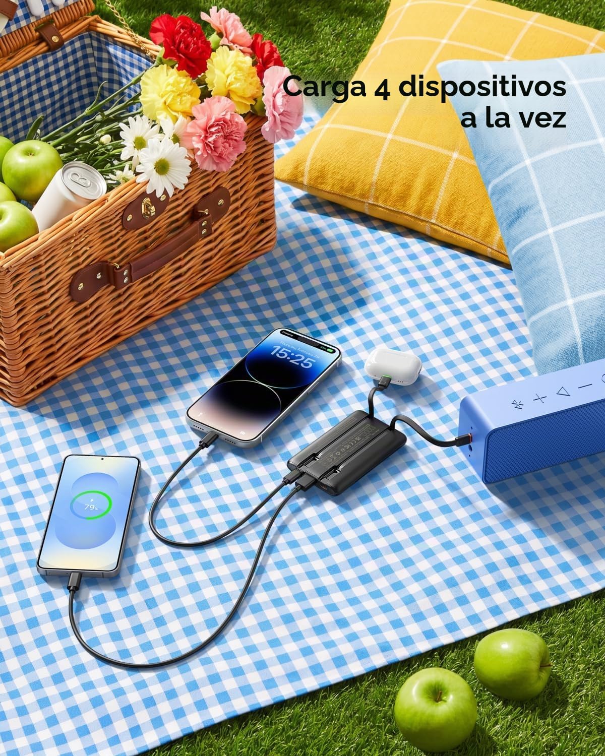 VEGER 10000mAh 22.5W Cargador portátil de carga rápida con cables i...