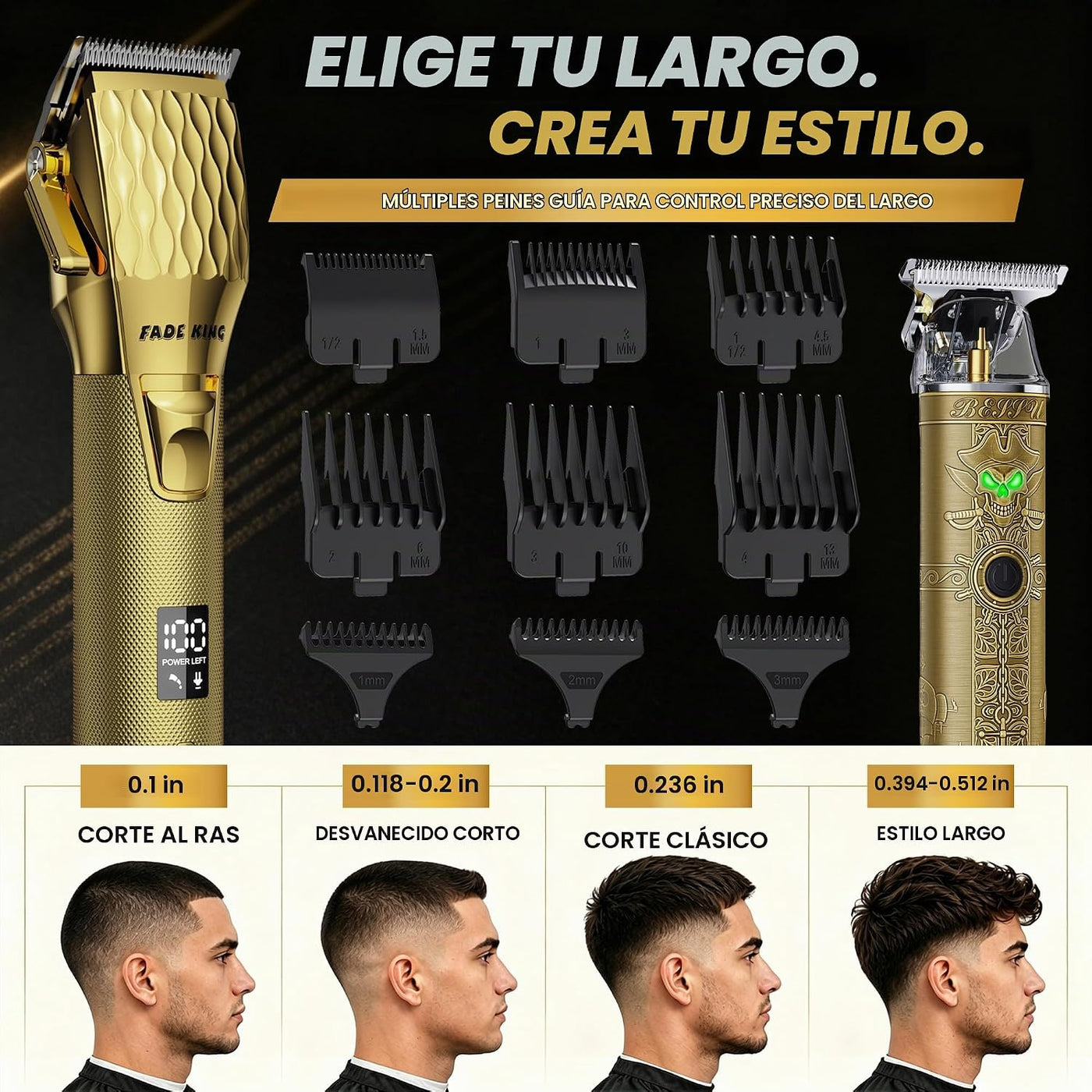 FADEKING Cortadora de pelo profesional para hombres, kit de cortado...