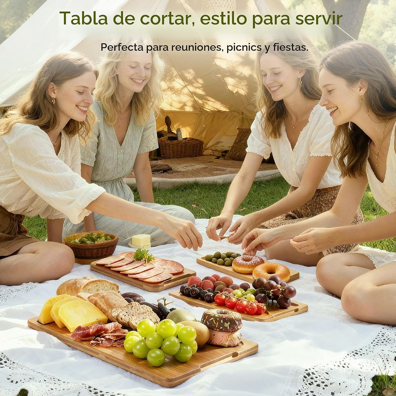 Astercook Tablas de cortar de bambú carbonizado profundo | Tablas d...