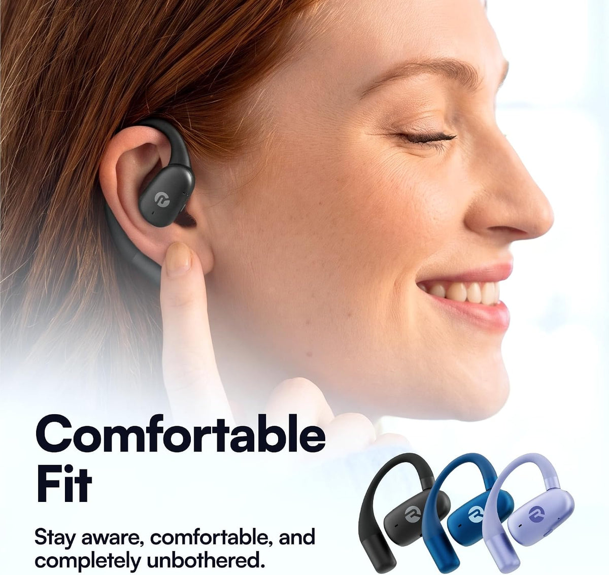 Raycon Everyday - Auriculares de oreja abierta, micrófono dual, 40H...