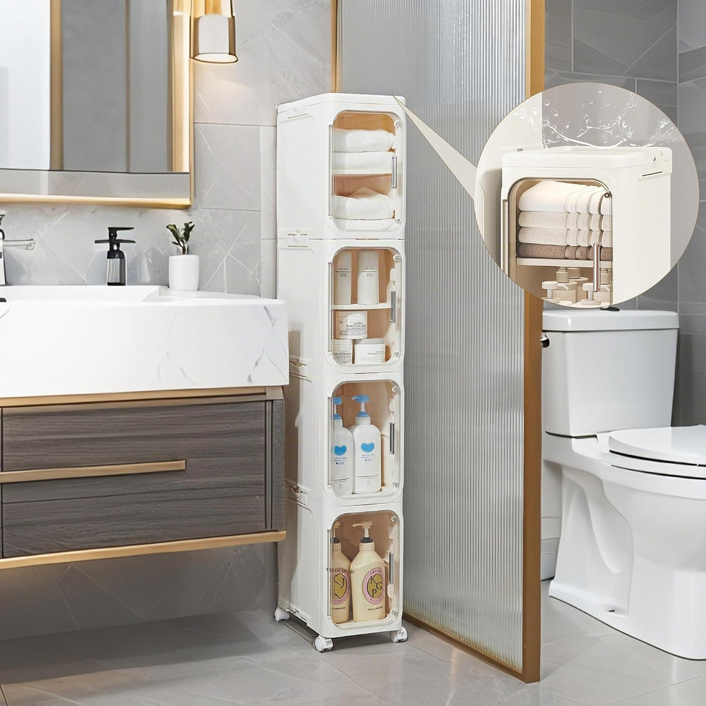 LXLXXL Armario de almacenamiento estrecho para baño delgado con rue...