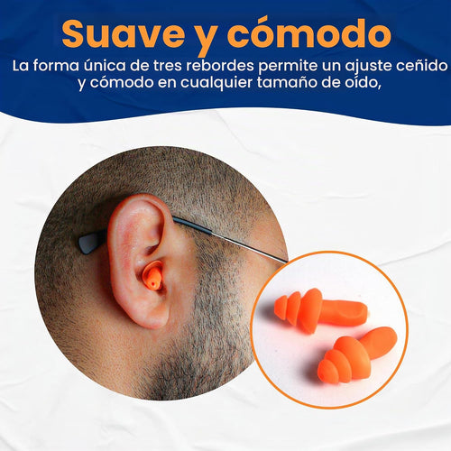 100 pares de tapones para los oídos naranjas reutilizables, envuelt...