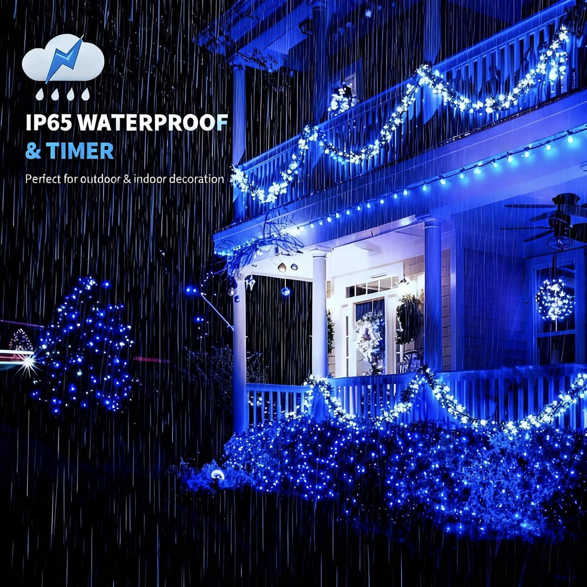 MZD8391 Luz navideña 300LED de 105 pies, luz para árbol de Navidad,...