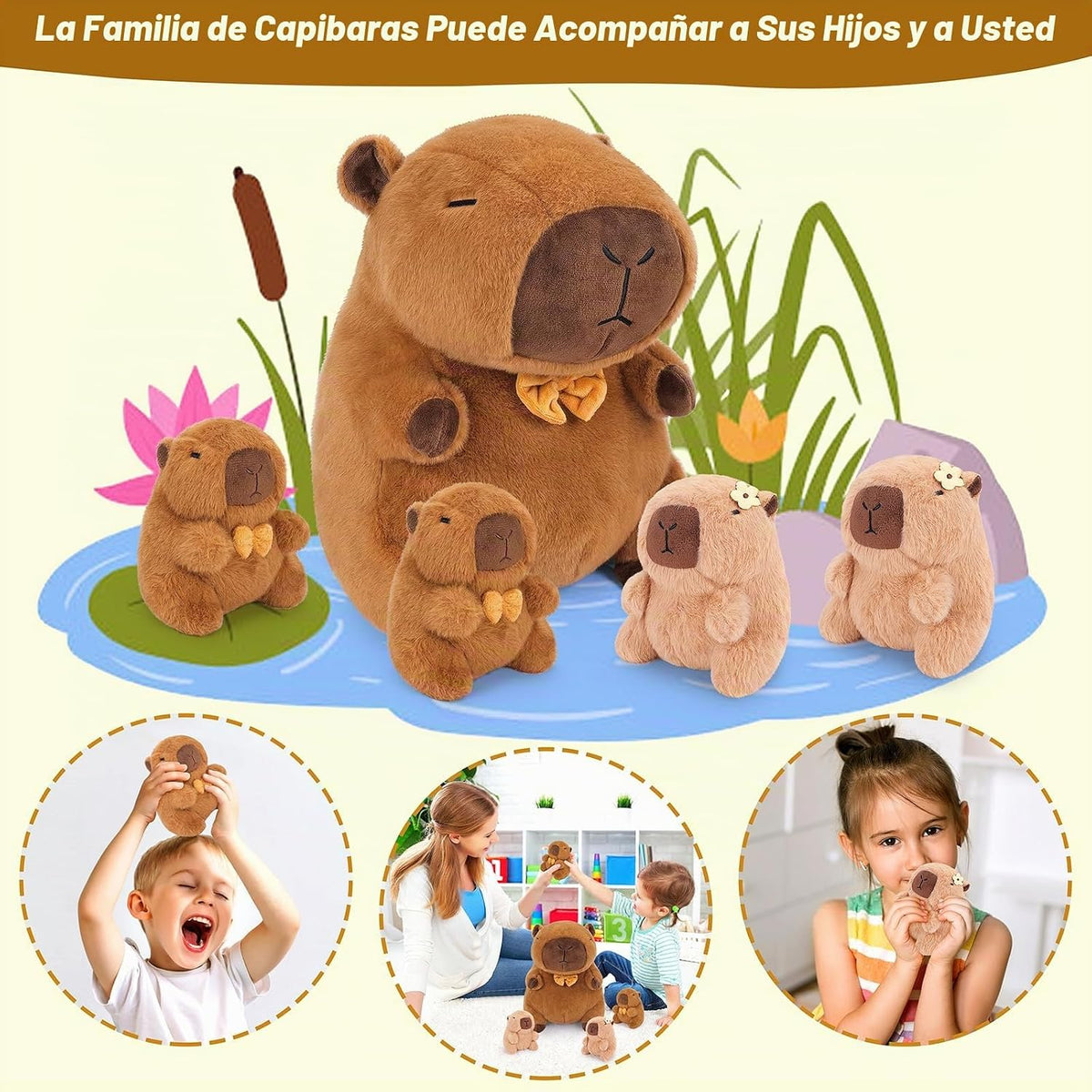 Achwishap 5 piezas de peluche Capybara de 16 pulgadas, mamá y 4 beb...