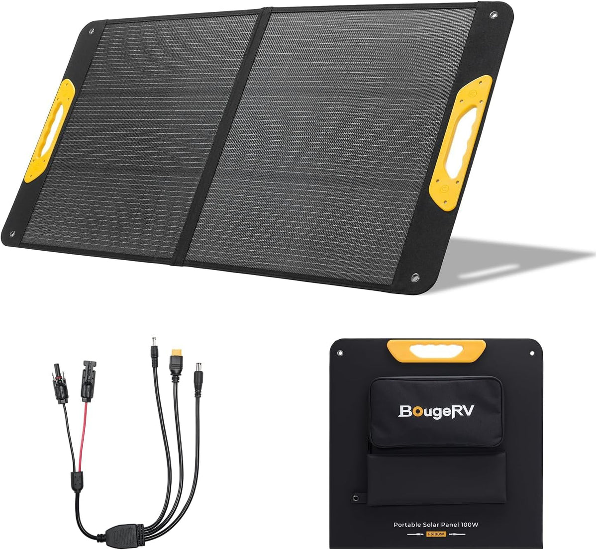 El panel solar portátil BougeRV 100W, tipo N plegable fibra de vidr...