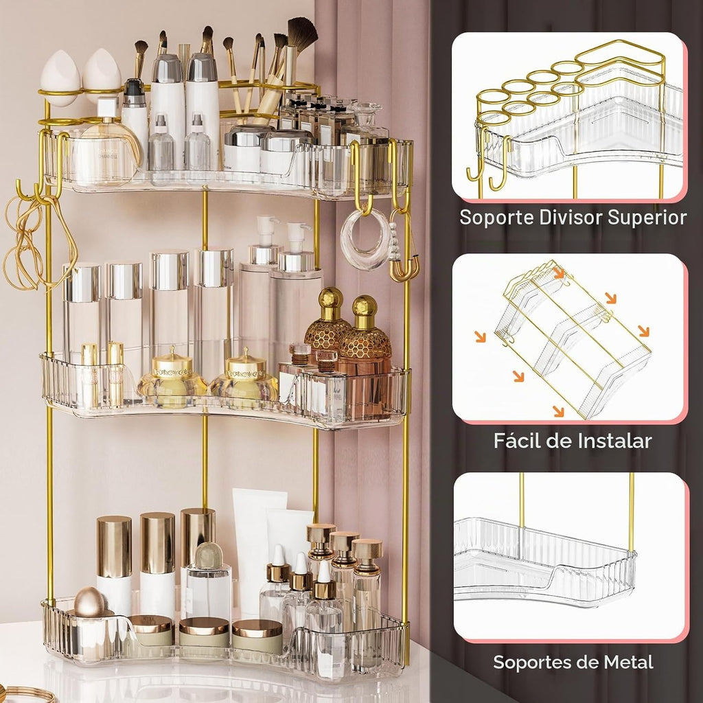 Greenby Organizador esquinero de 3 niveles para mostrador de baño,...