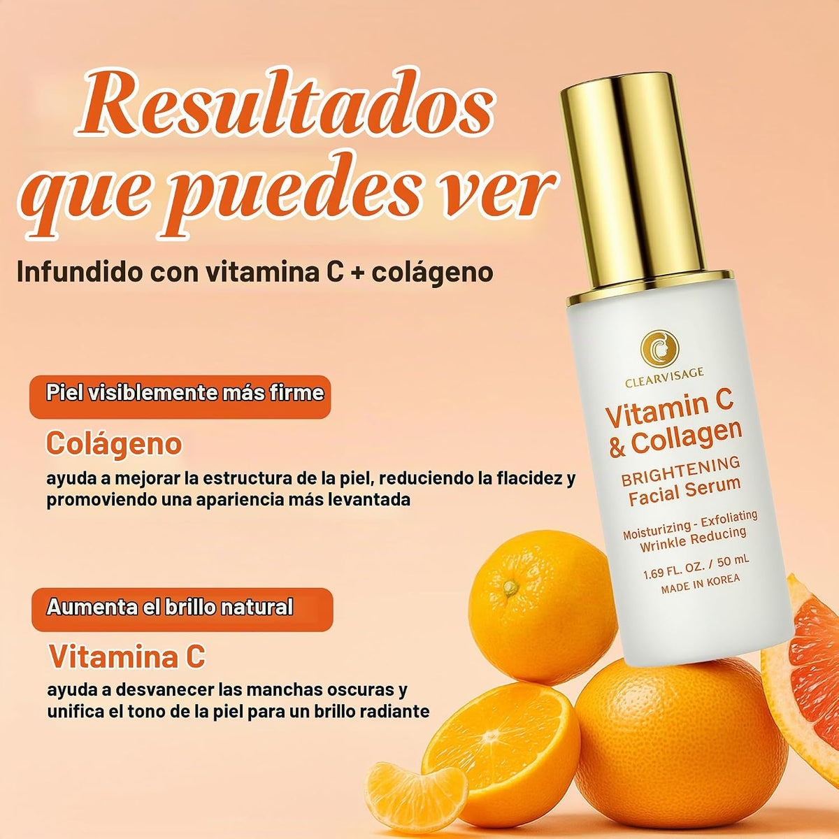 Clear Visage Suero de vitamina C para la cara con colágeno, probado...
