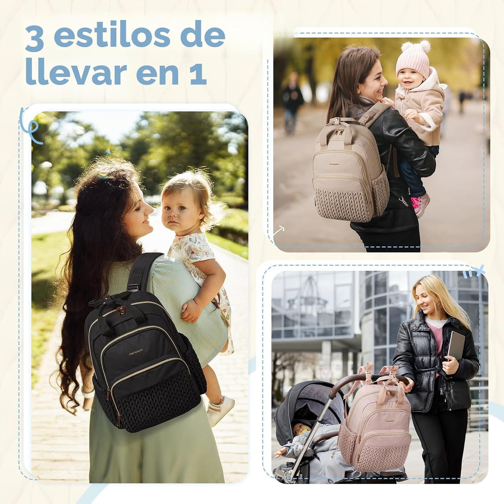 mommore Mochila para pañales, bolsa grande de viaje para artículos...