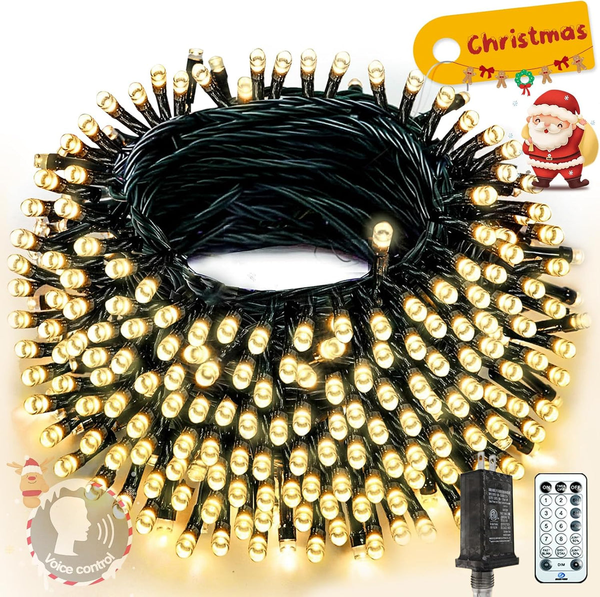 Tira de luces de Navidad con control por voz, 88 pies, 240 LED | 7...