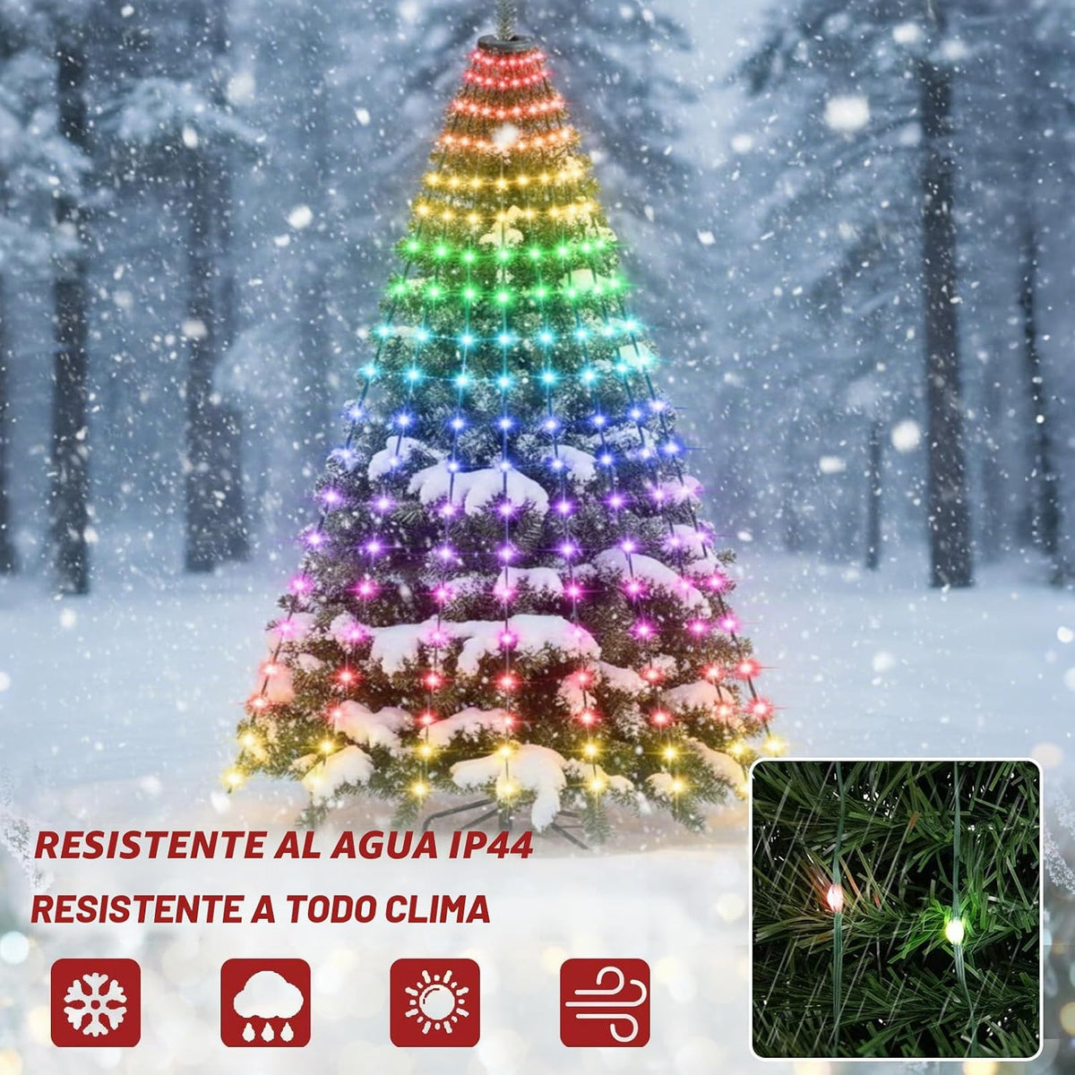 Luces inteligentes para árbol de Navidad, tira de luces navideñas d...
