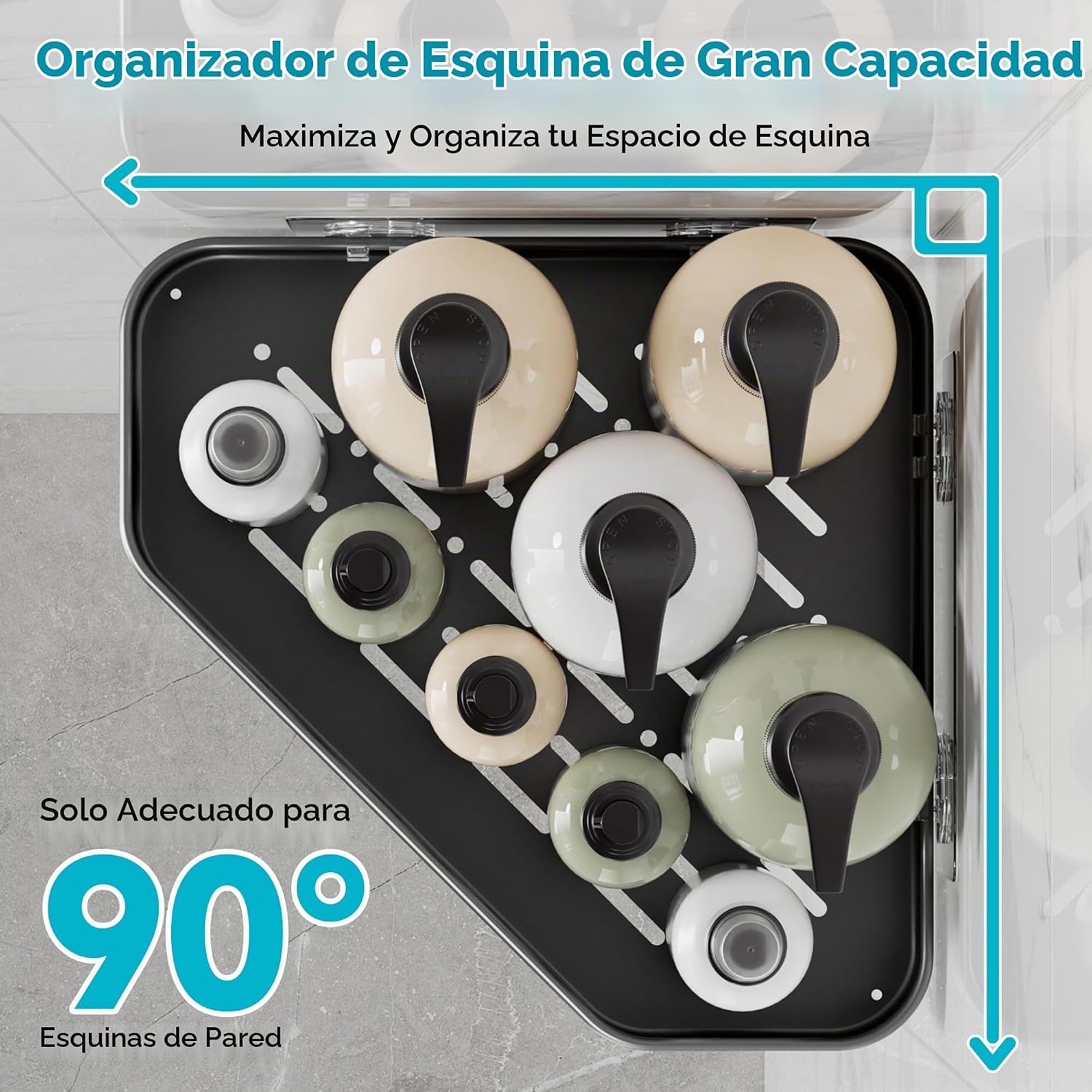 Veken Organizador de ducha esquinero de aluminio, paquete de 4, nun...