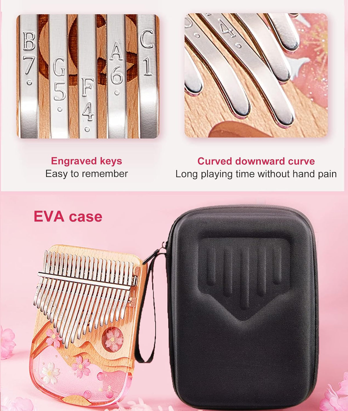 Fiunkes Kalimba - Piano de pulgar de 21 teclas en tono C con bolsa...