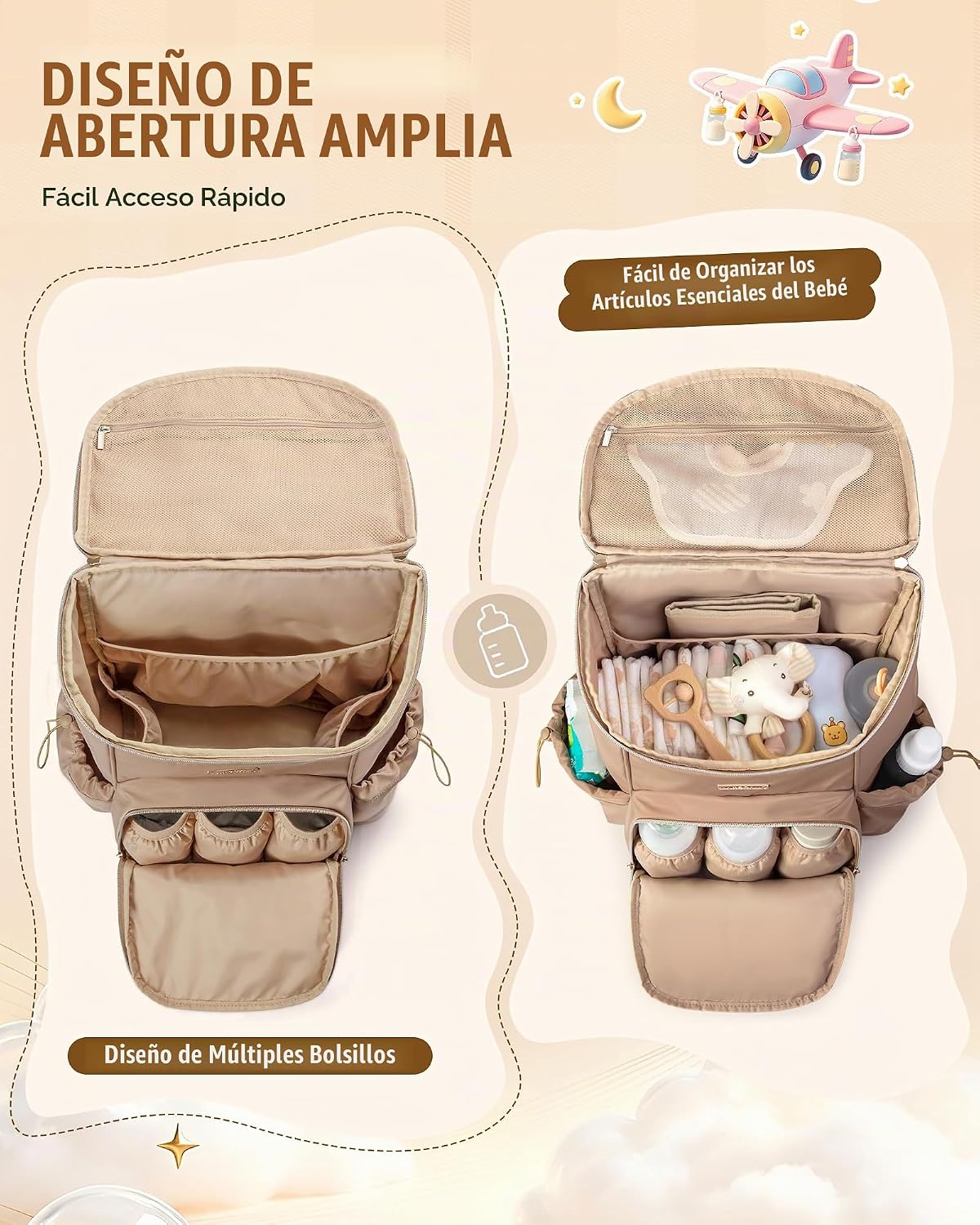 Marscamd Mochila para pañales con cambiador, bolsa de bebé grande,...