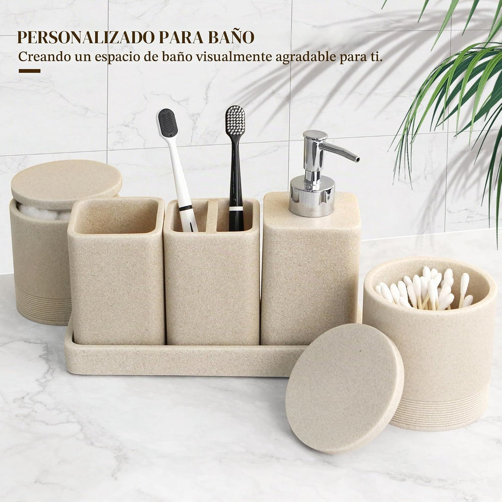 YMXYJM Juego de accesorios de baño, juego de baño de 6 piezas con s...