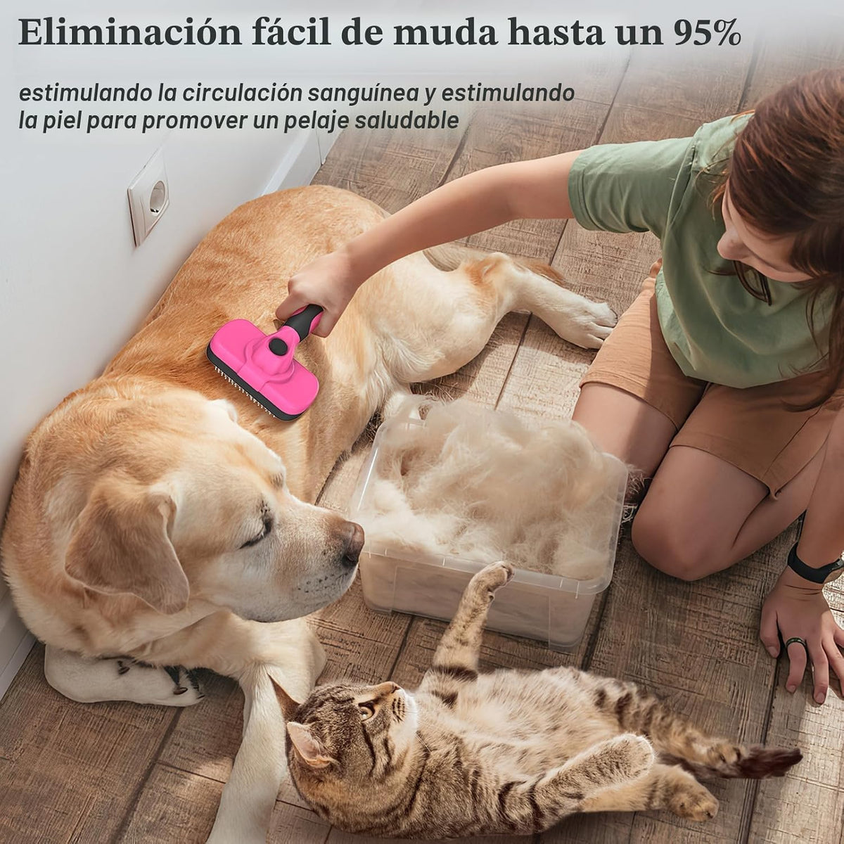 Swihauk Cepillo deslizante de autolimpieza para perros y gatos \u20...
