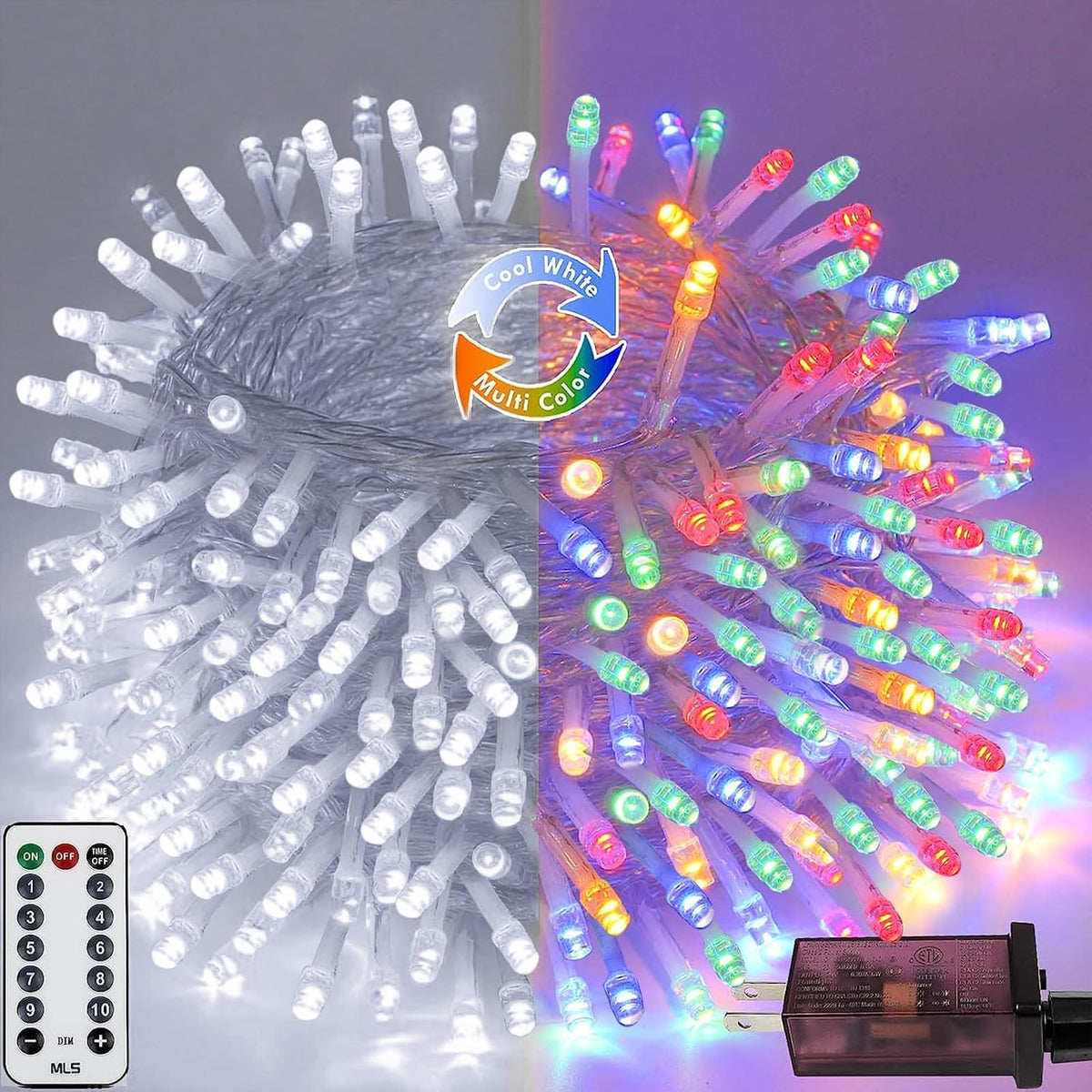 Cadena de 100 luces LED conectables, luces de Navidad de 33 pies pa...