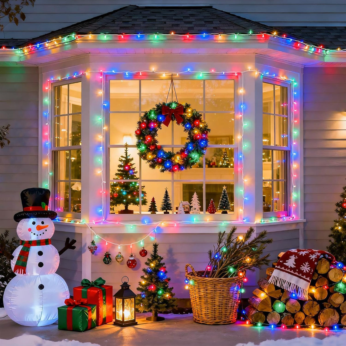 JMEXSUSS 200 luces LED multicolor para árbol de Navidad, alambre tr...