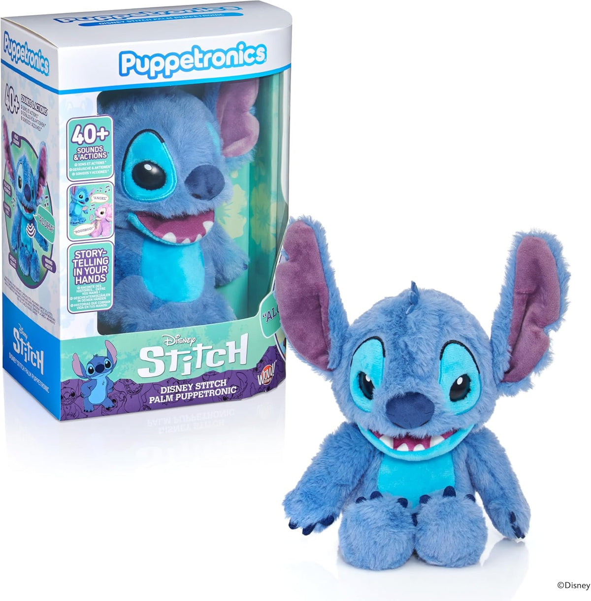 ¡Guau! Cosas Disney Stitch Palm Puppetronic | Más de 40 sonidos y a...