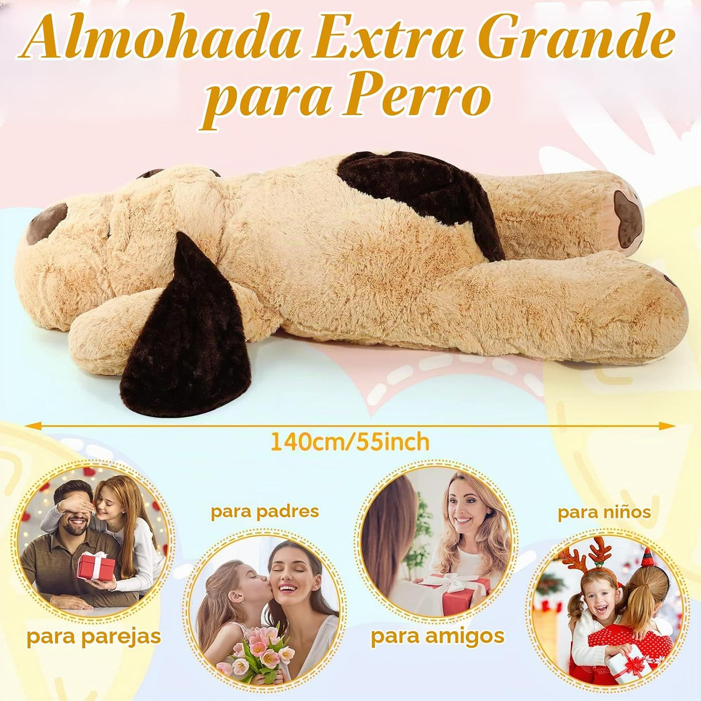 HyDren Almohada de peluche de perro gigante de 55 pulgadas | Compañ...