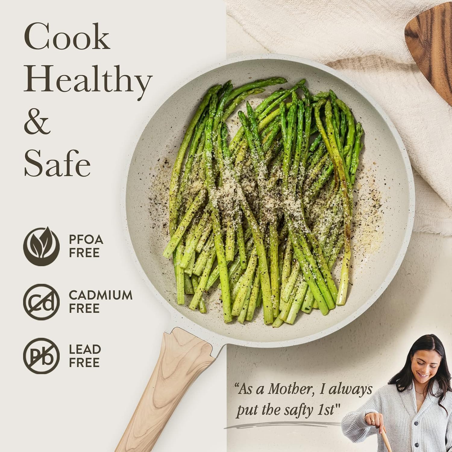 CAROTE Sartén antiadherente, sartén antiadherente de 10 pulgadas co...