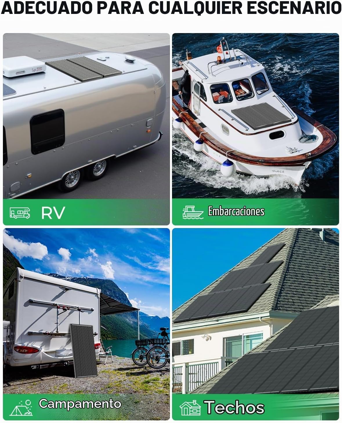 Rvpozwer Panel solar de 18BB 200 W, 2 paneles solares tipo N de 12...