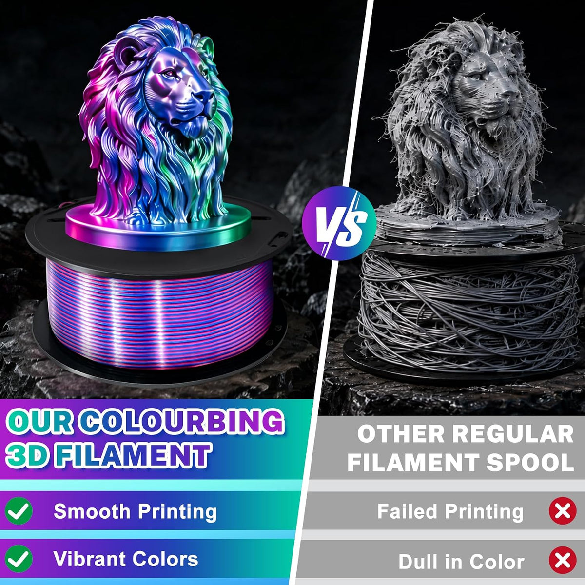 Colourbing Filamento para impresora 3D PLA + de seda tricolor de 0....