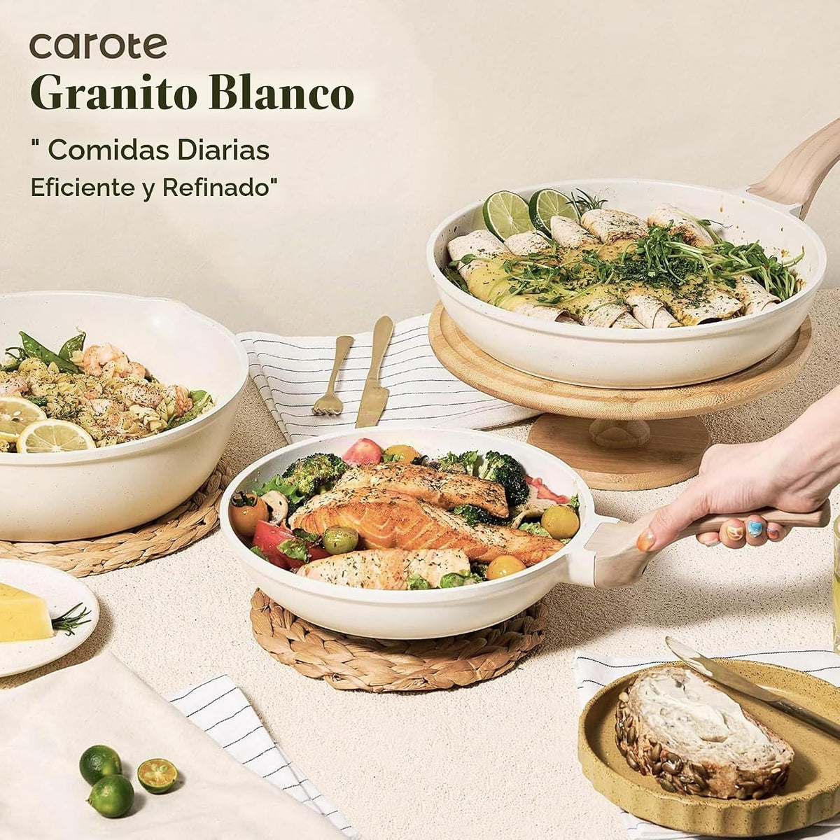 CAROTE Juego de 21 ollas y sartenes, juegos de utensilios de cocina...
