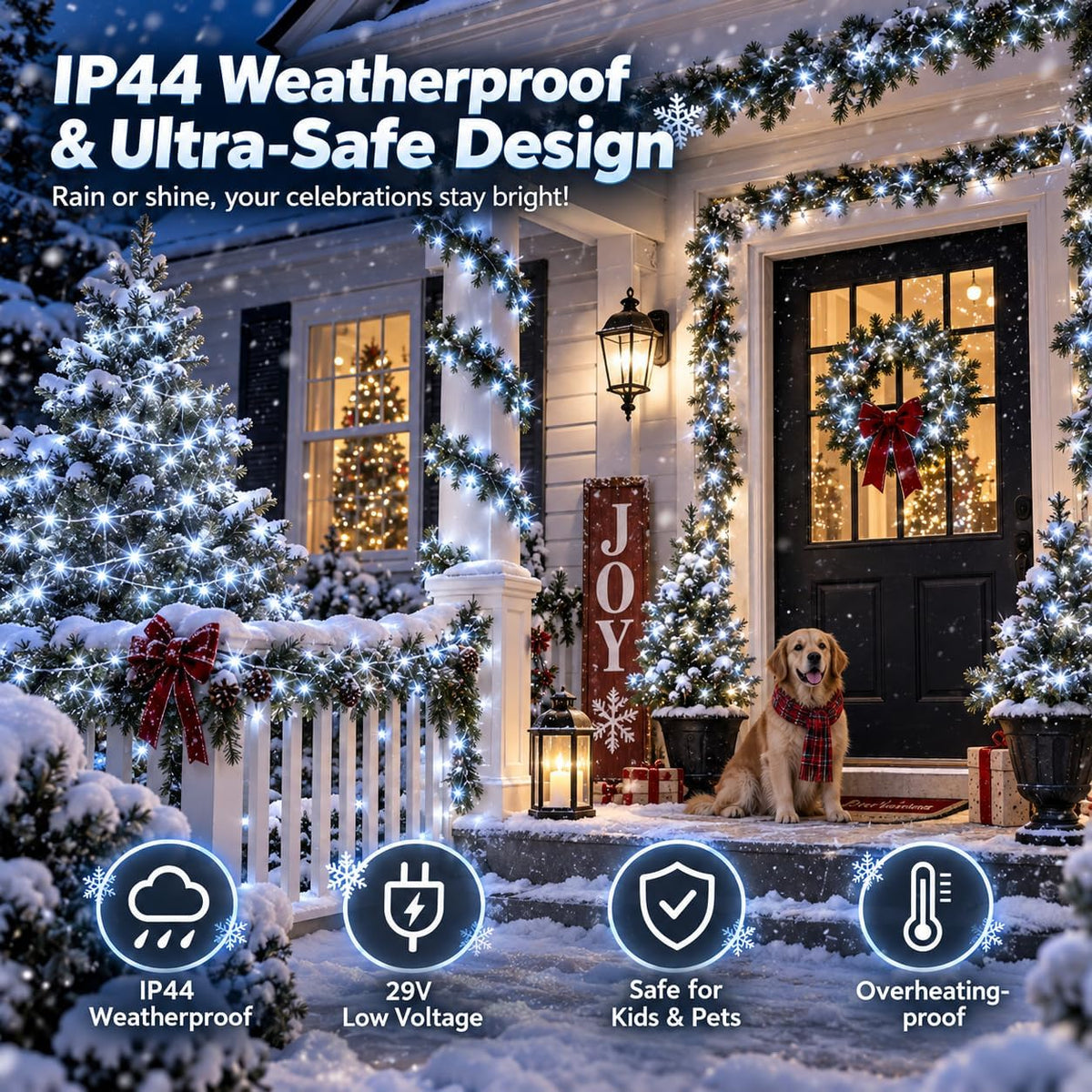 Cadena de luces de Navidad conectables de 42 pies con 100 luces LED...