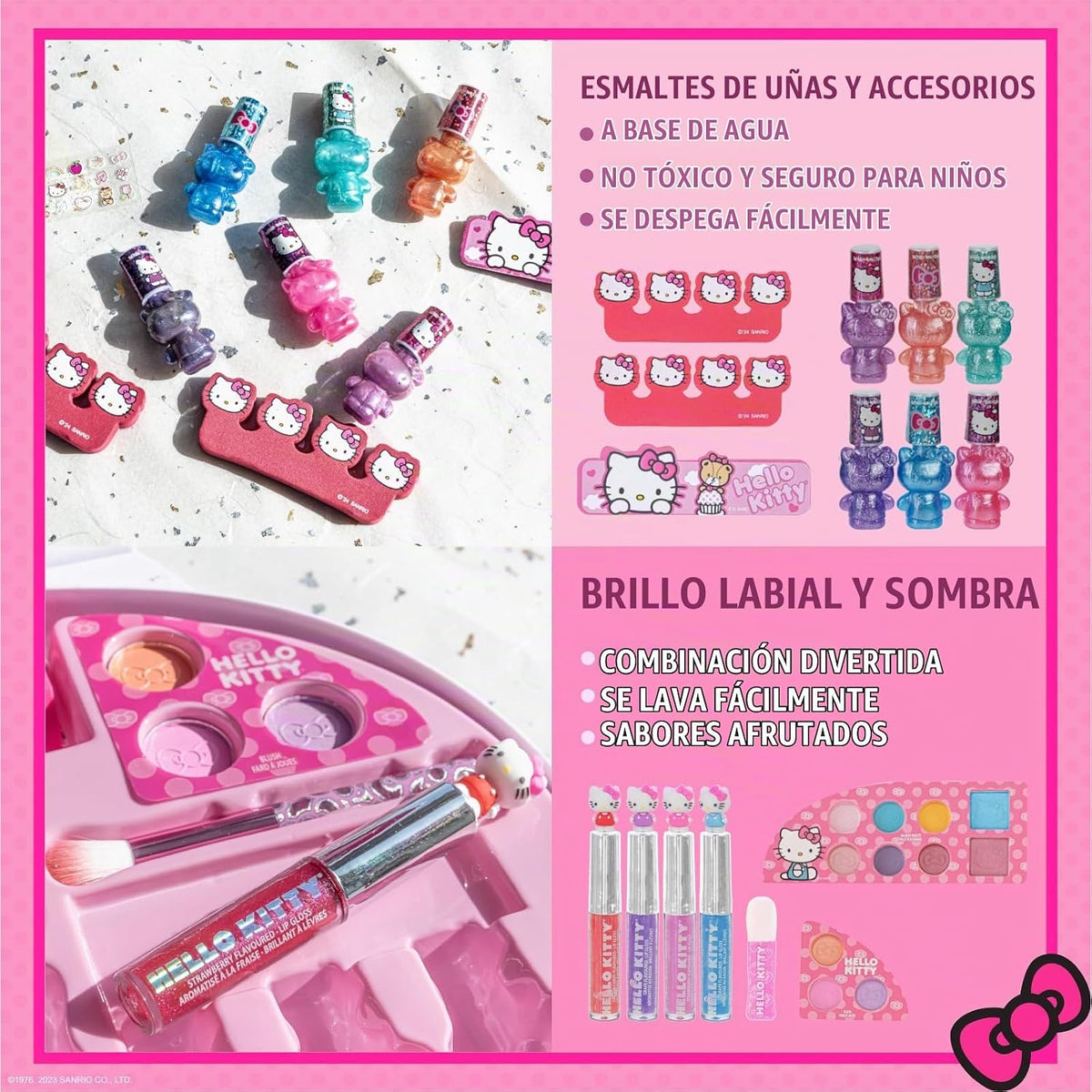 Hello Kitty - Juego de tocador de maquillaje facial con espejo ilum...