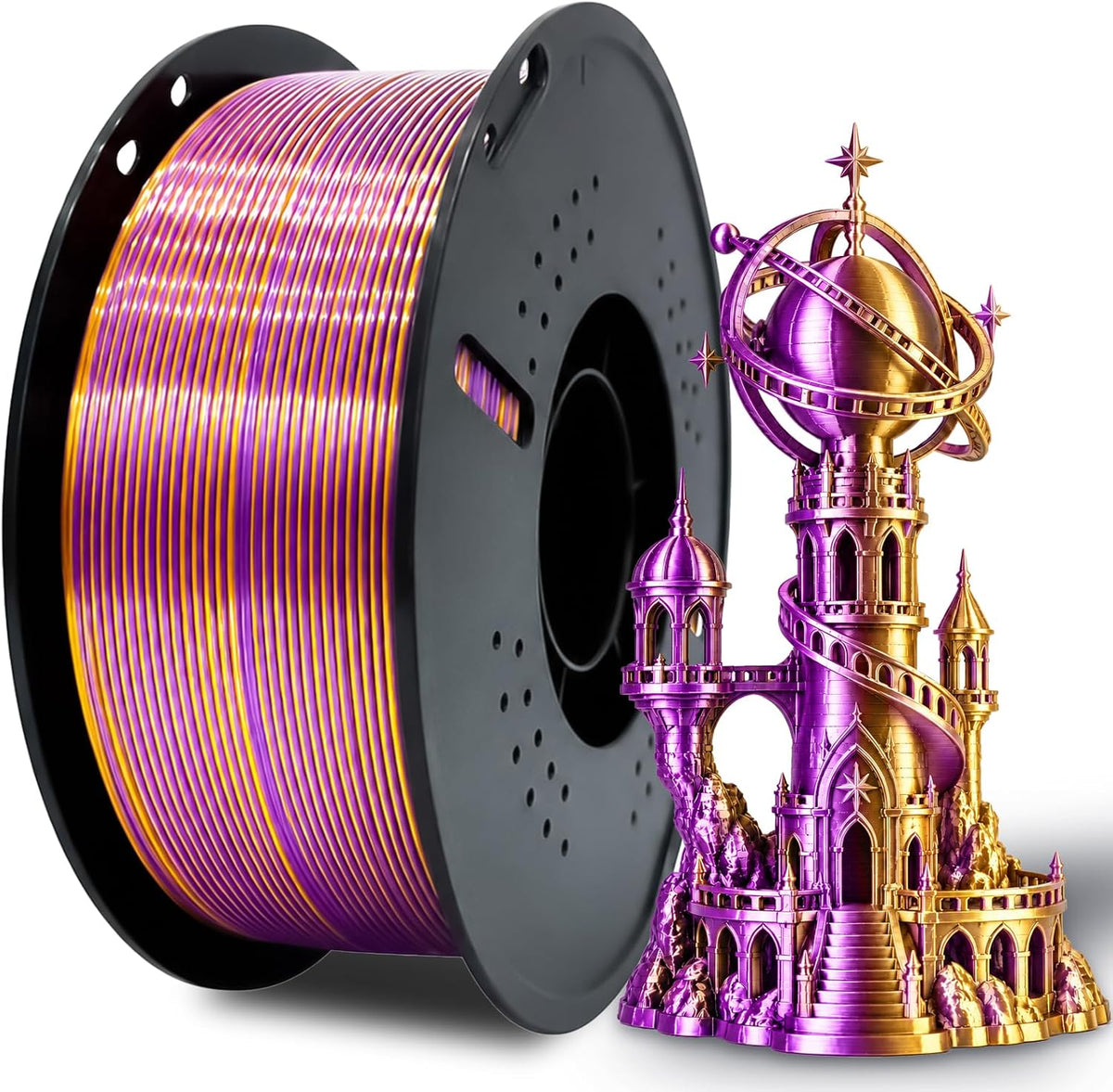 Colourbing Filamento de impresora 3D PLA+ de seda presecado de dobl...