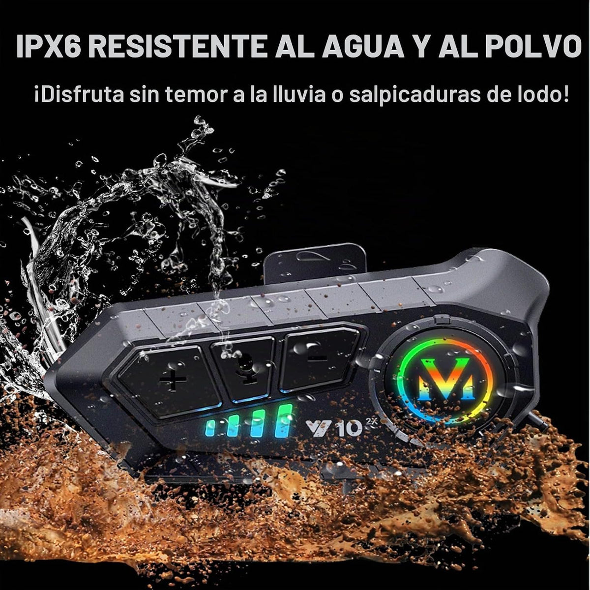 Casco de intercomunicación para motocicleta, Bluetooth 5.3, auricul...