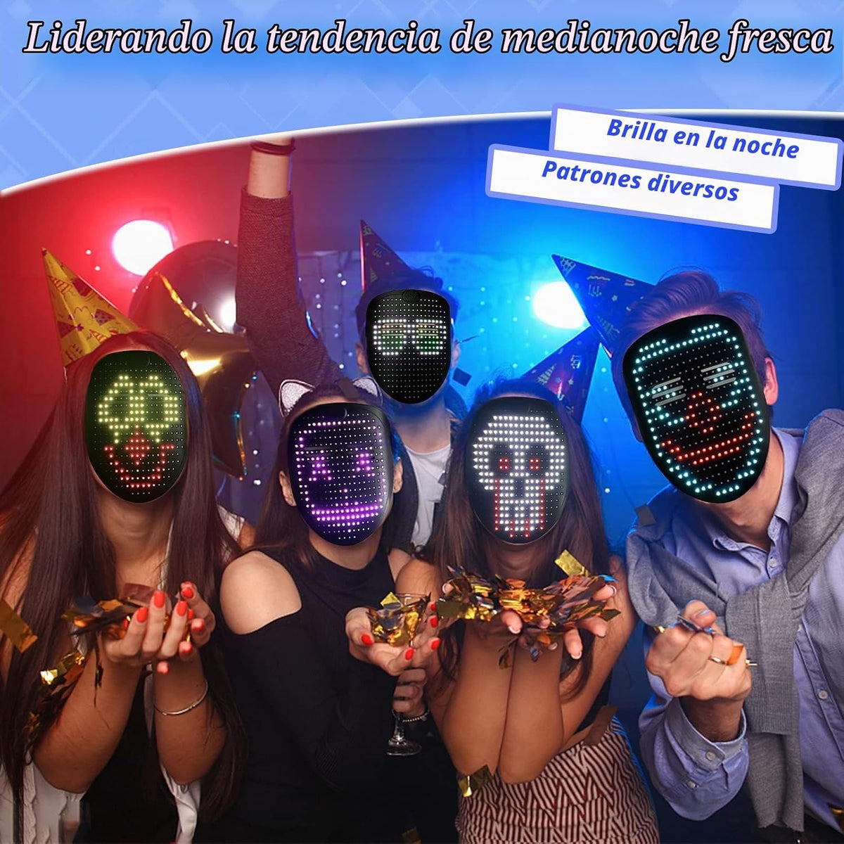 MOYACA Máscara LED con luz, máscara que se ilumina con detección de...