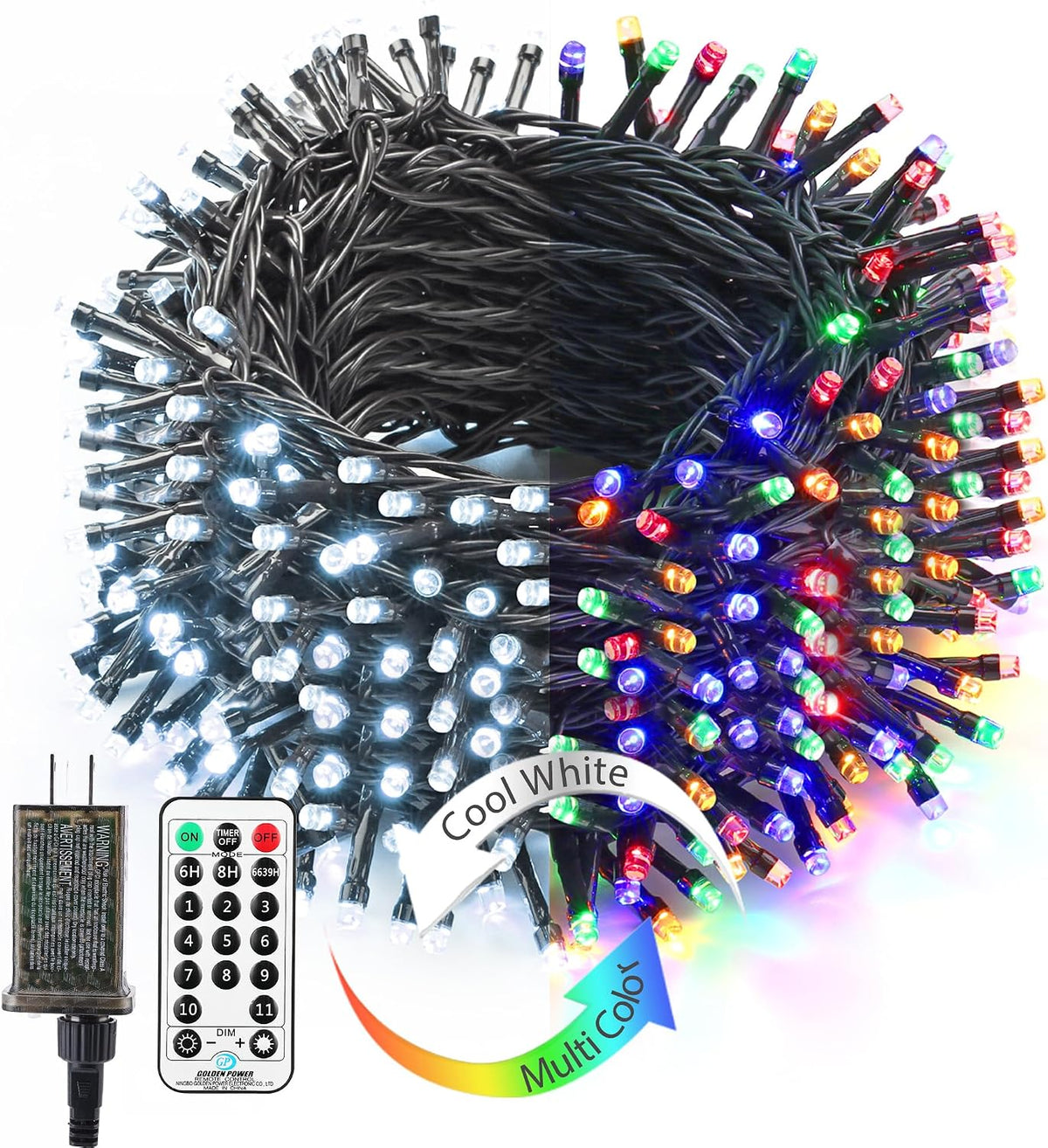 Brizled Luces de Navidad para exteriores, 180.4 pies, 500 luces LED...