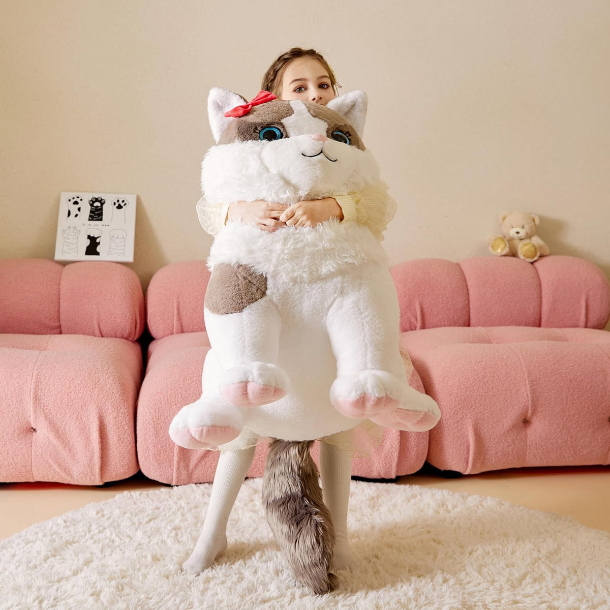 Tumyay Ragdoll gigante de peluche de gato suave, juguetes grandes J...