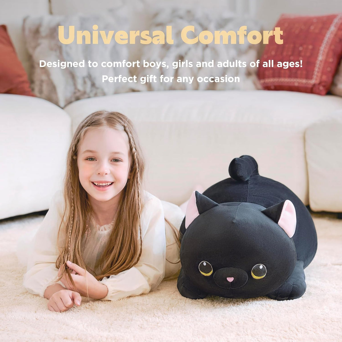 IKASA Juguete de peluche gigante de 5 libras con peso de gato negro...