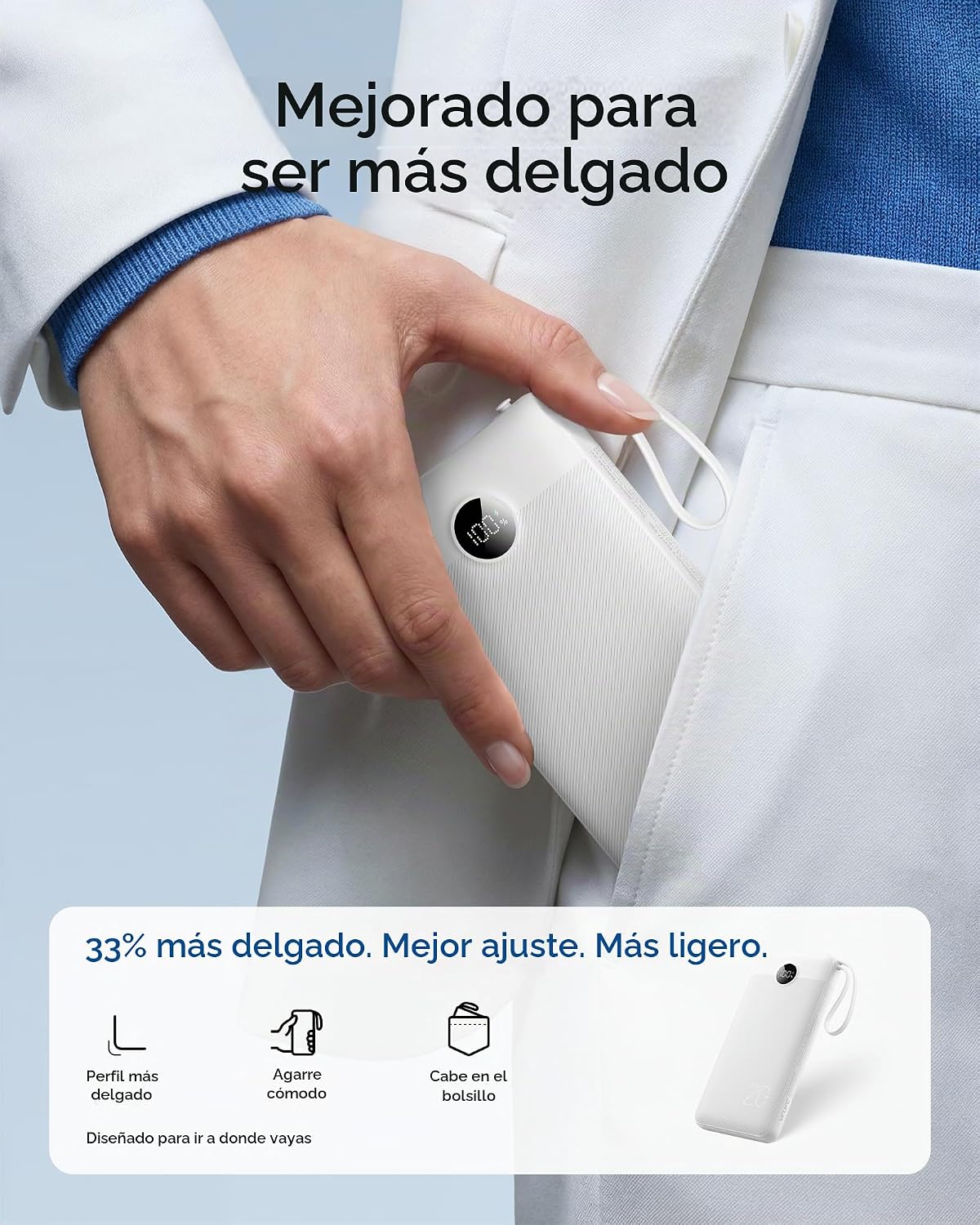 VRURC Cargador portátil 4 cables integrados 20000mAh Banco de energ...
