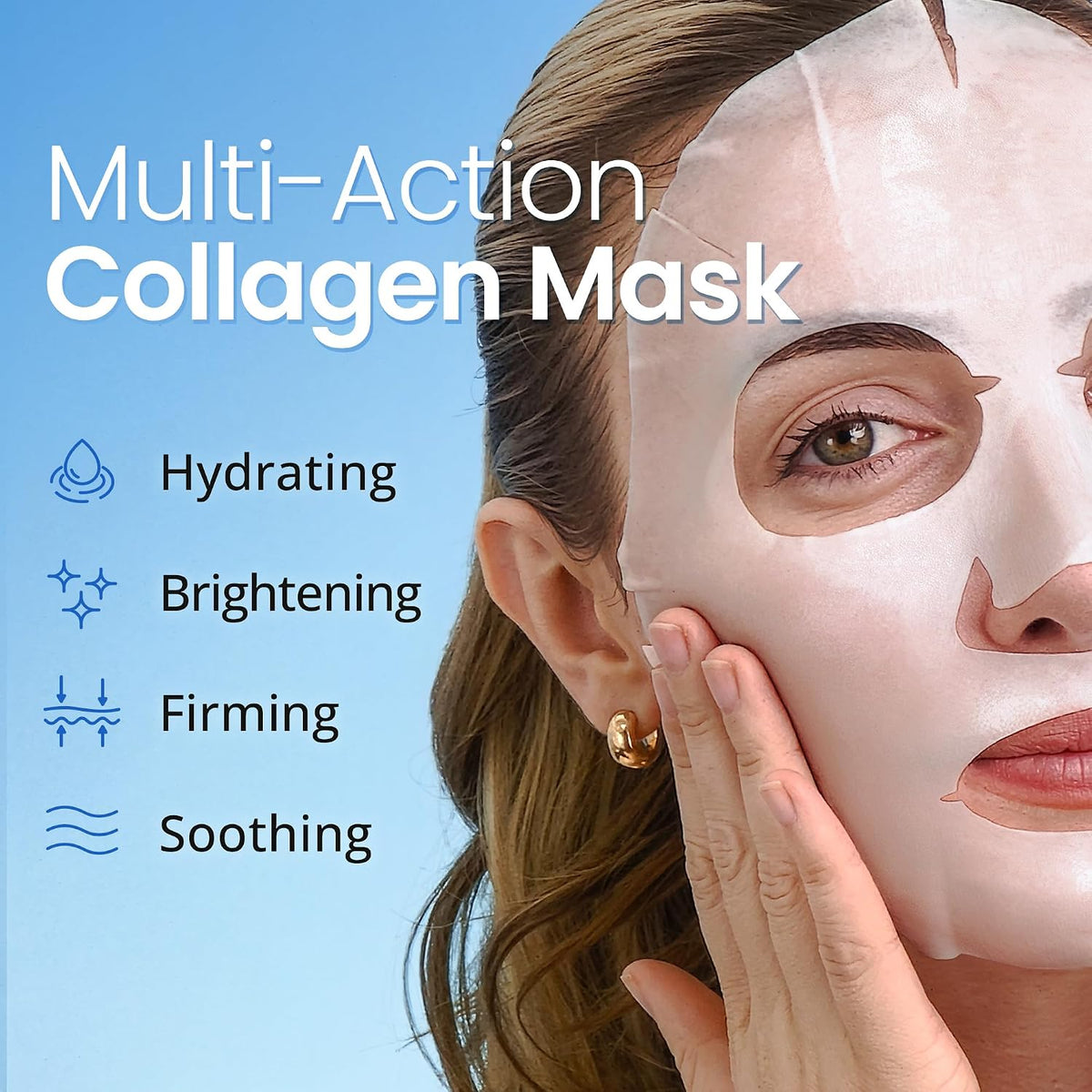 Ebanel Paquete de 10 mascarillas faciales de colágeno con ácido hia...