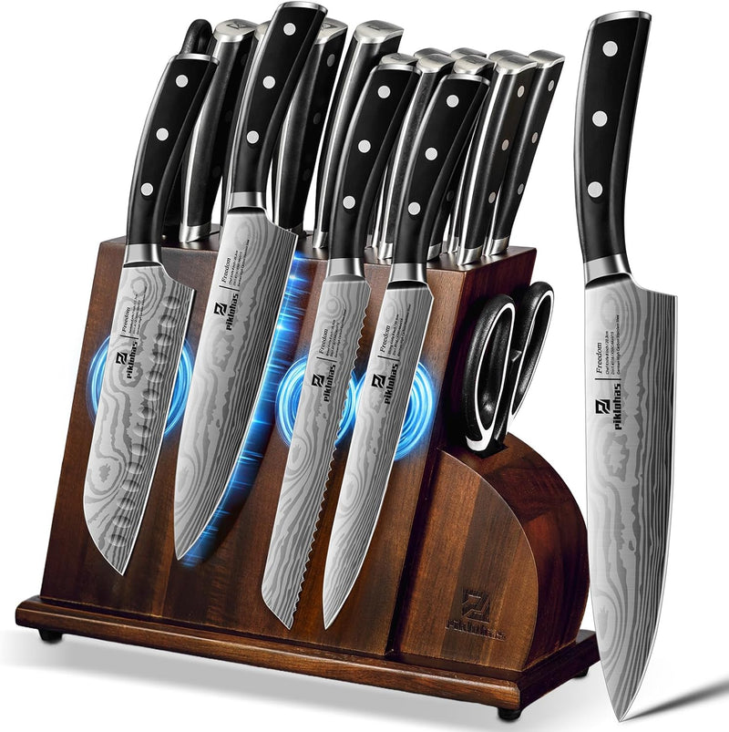Juego de cuchillos magnéticos de 15 piezas para cocina con bloque,...