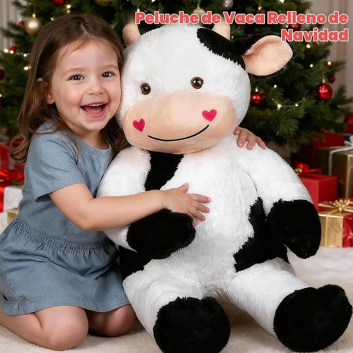 Cudhug - Vaca grande de 32" de peluche, juguete gigante de vaca...