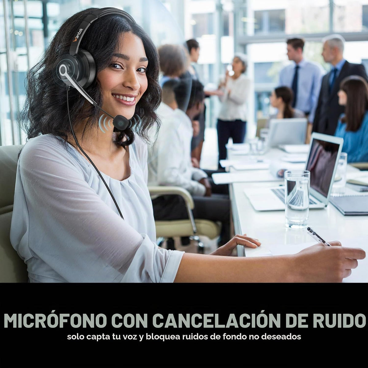 Wantek Auriculares USB y de 0.138 in con micrófono para PC\/portáti...