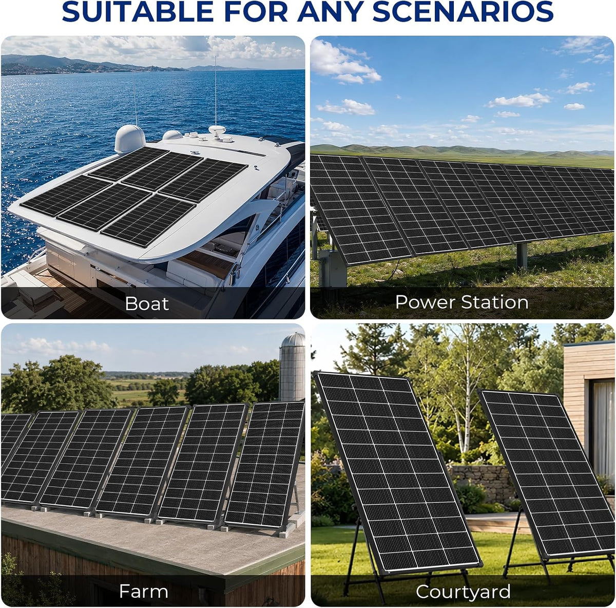 AeternaSol Paneles solares de 600 vatios, 3 paneles solares bifacia...