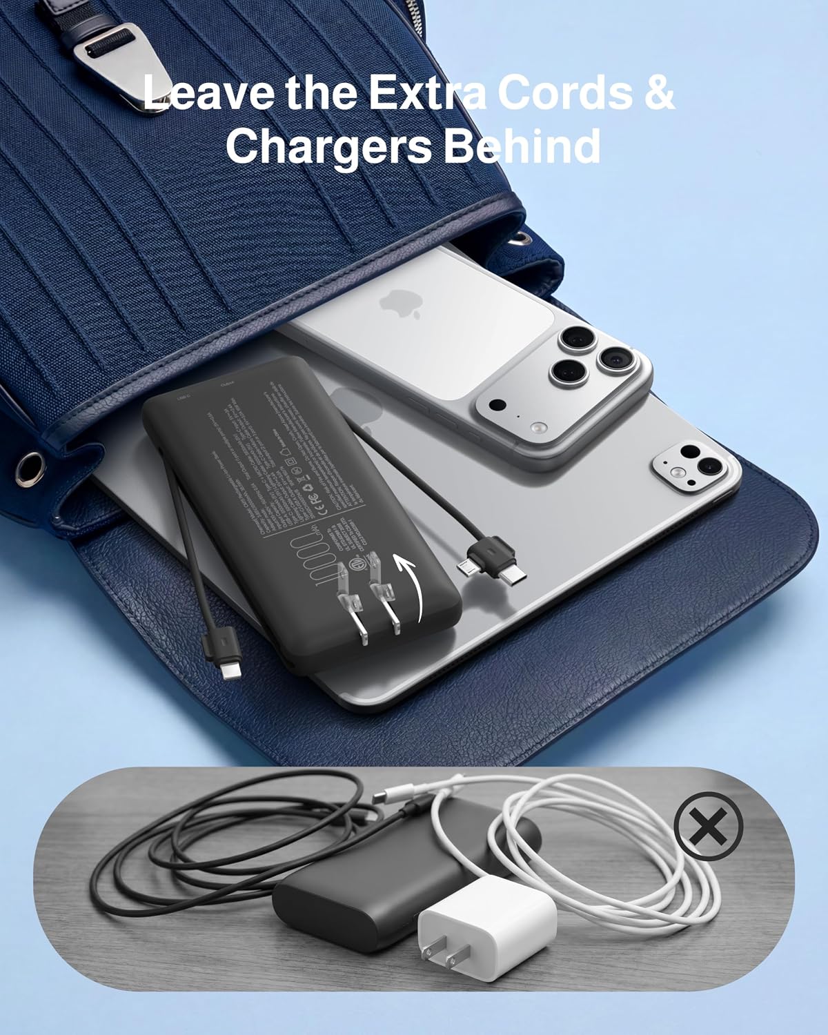 Cargador portátil charmast de 10000 mAh con cables integrados y enc...