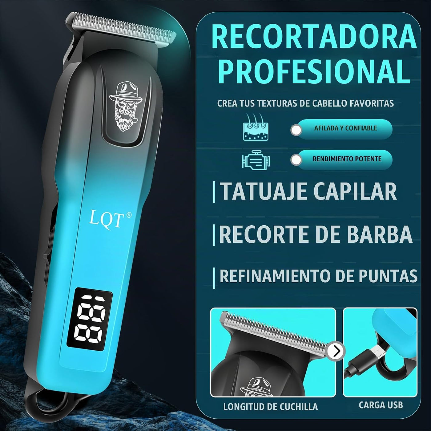 LQT Cortadora de pelo profesional para hombres, cortadora de peluqu...